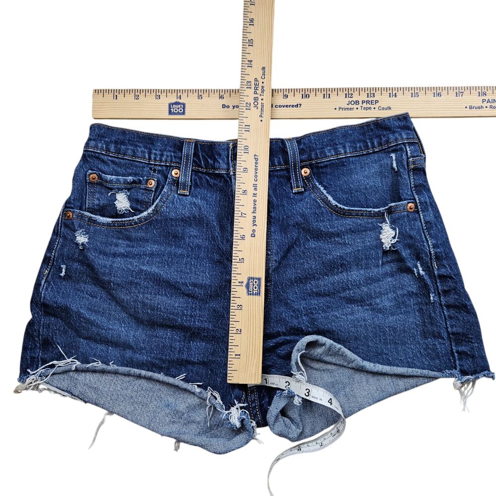 Levis 501 Original Jean Shorts Womens 29 High Rise Distressed Button Fly Denim - Picture 7 of 10